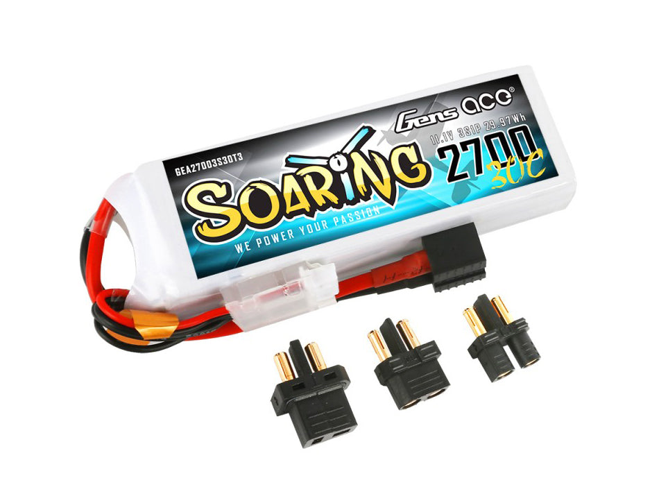 Gens Ace Li-Po 3S 11.1V 2700mAh 30C Soaring with EC3/XT60/T-Type G3S2700-30M
