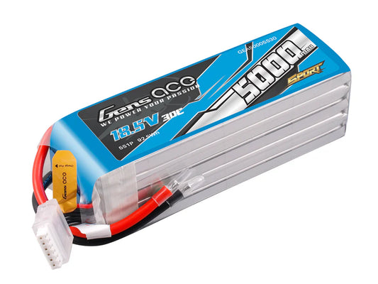 Gens Ace Li-Po Sport 5S 18.5V 5000mAh 30C with No Plug G5S5000-30