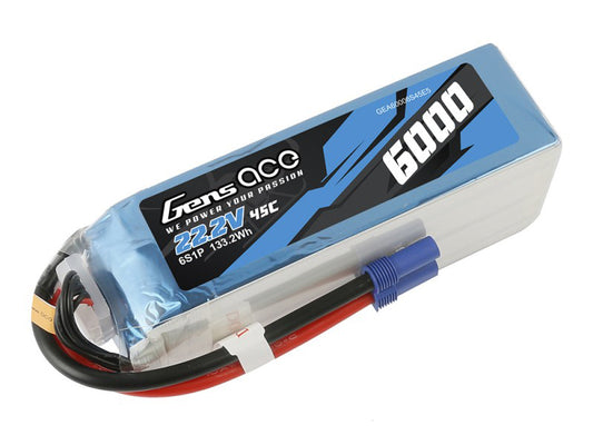 Gens Ace Li-Po 6S 22.2V 6000mAh 45C with EC5 G6S6000-45E5