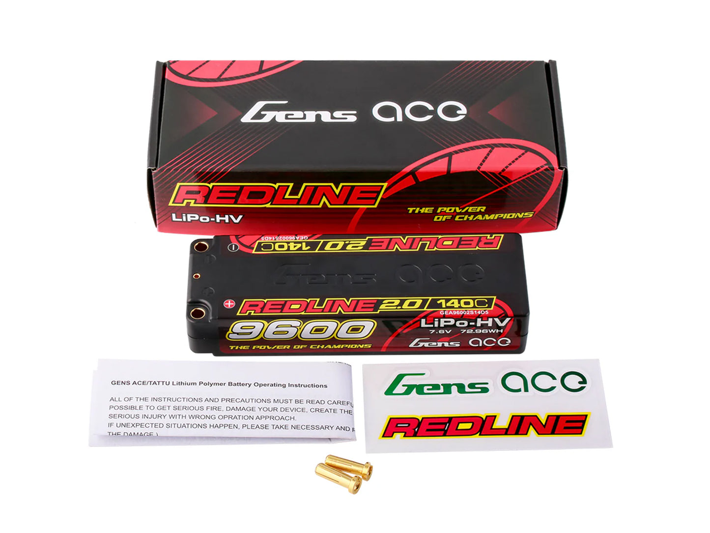 Gens Ace Li-Po HV Car Hard Case 2S 7.6V 9600mAh 140C RL2 5mm GC2H9600-140T