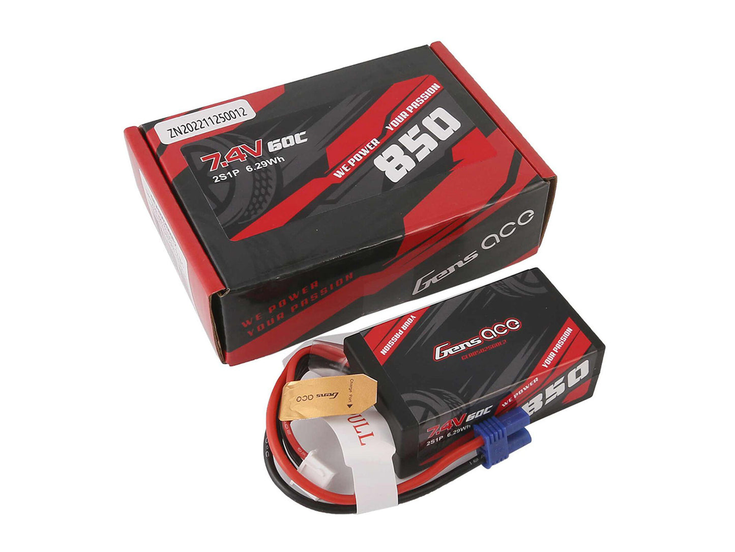 Gens Ace Li-Po Car 2S 7.4V 850mAh 60C with EC2 GC2S0850-60E2
