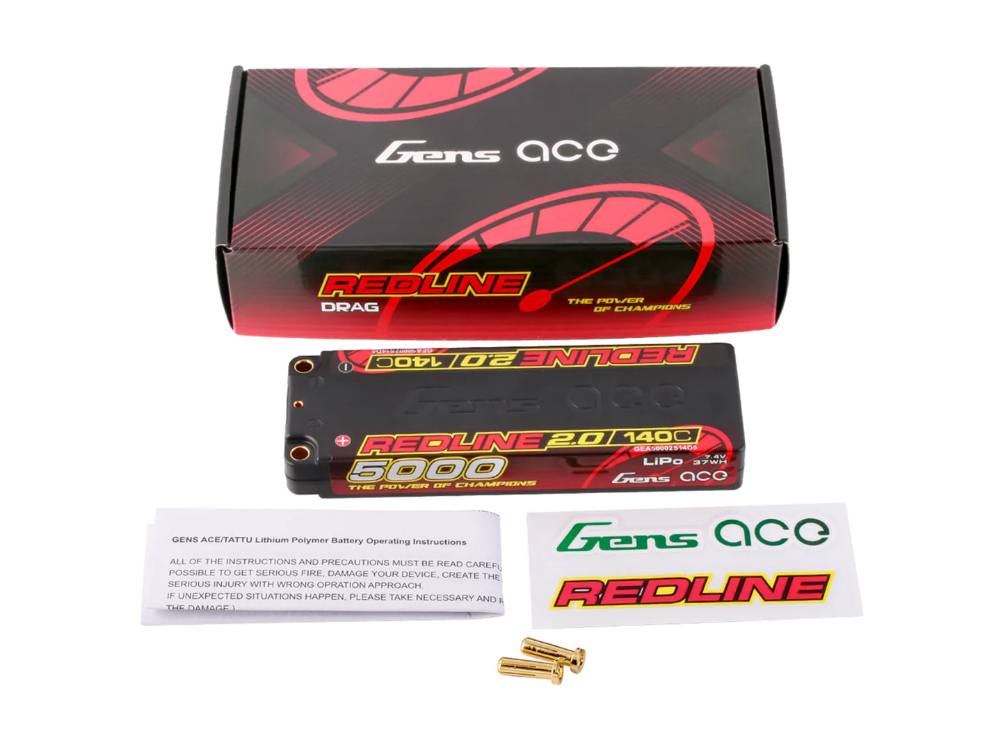 Gens Ace Li-Po HV Car Hard Case 2S 7.6V 5000mAh 140C RL2 5mm GC2S5000-140T