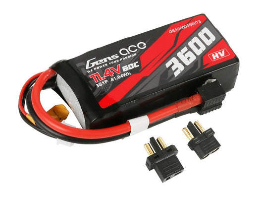 Gens Ace Li-Po 3S 11.4V HV 3600mAh 60C with XT60/T-Type GC3H3600-60M