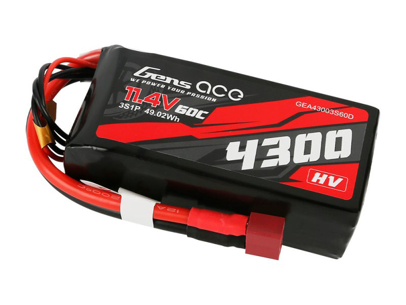 Gens Ace Li-Po HV Car 3S 11.4V 4300mAh 60C with T-Type GC3H4300-60T