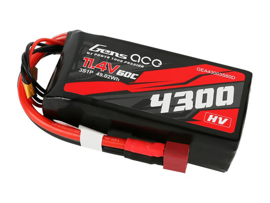 Gens Ace Li-Po HV Car 3S 11.4V 4300mAh 60C with T-Type GC3H4300-60T