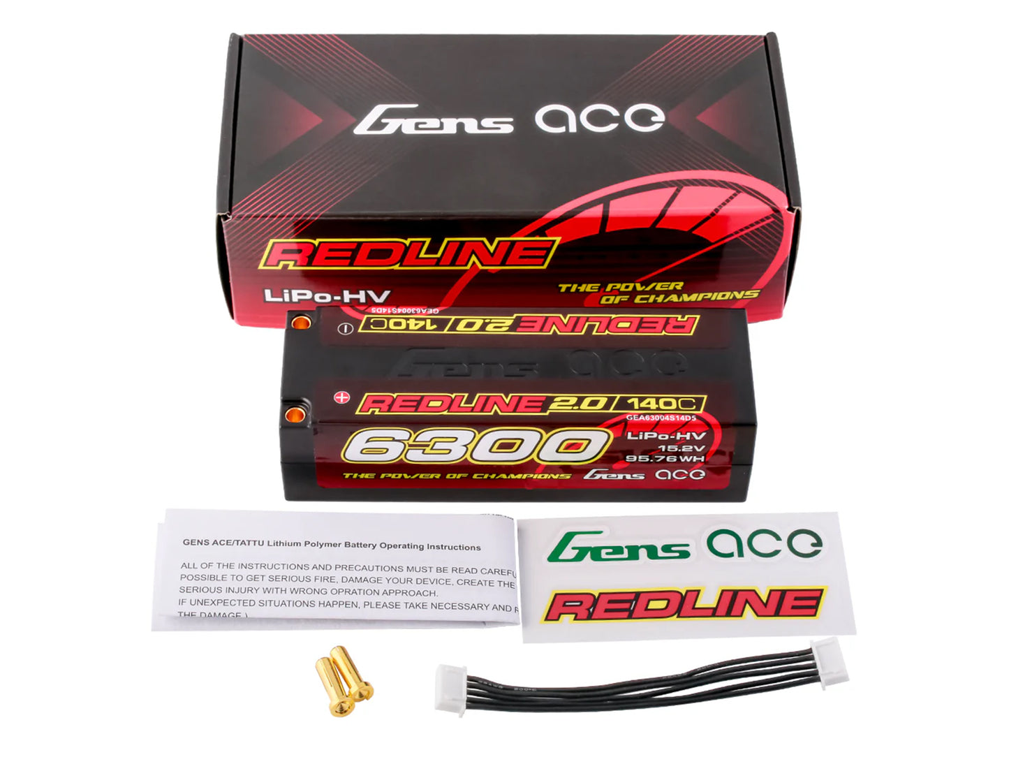 Gens Ace Li-Po HV Car Hard Case 4S1P 15.2V 6300mAh 140C RL2 w/5mm GC4H6300-140G5