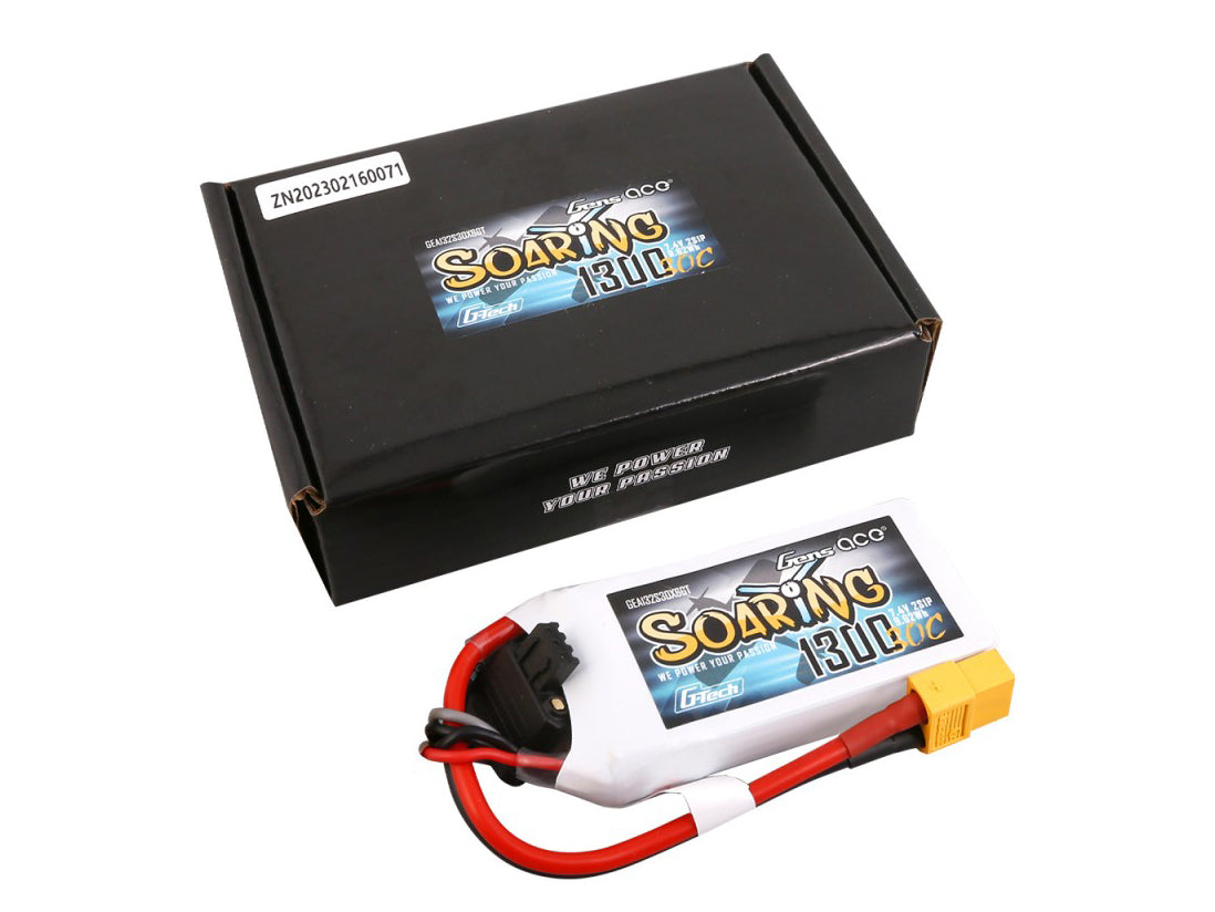 Gens Ace Li-Po G-Tech 2S 7.4V 1300mAh 30C Soaring with XT60 GT2S1300-30X6
