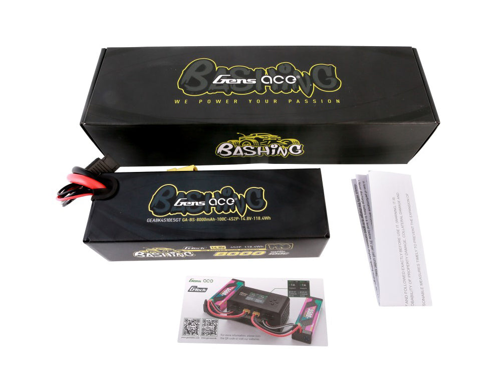 Gens Ace Li-Po Car G-Tech 4S2P 14.8V 8000mAh 100C Bashing w/EC5 GTC4S8000-100E5