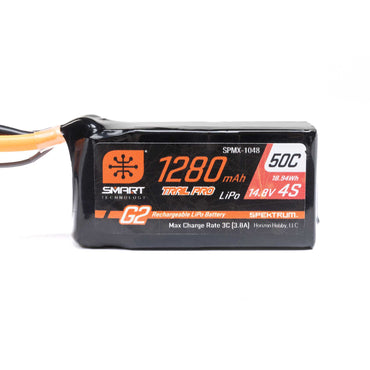 Spektrum 14.8V 1280mAh 4S 50C Smart G2 Trail Pro LiPo Battery: IC3 SPMX-1048