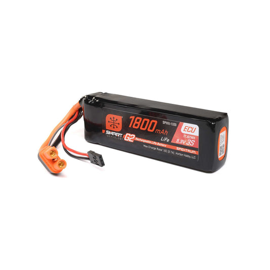 Spektrum 11.1V 1800mAh 3S 10C Smart G2 ECU LiFe Battery: IC3 SPMX-1059