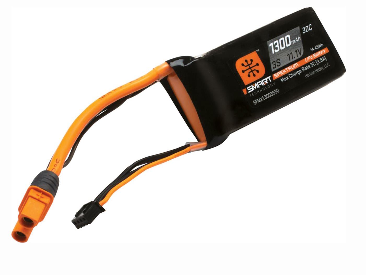 Spektrum 1300mAh 3S 11.1V Smart LiPo Battery 30C IC3 SPMX13003S30M