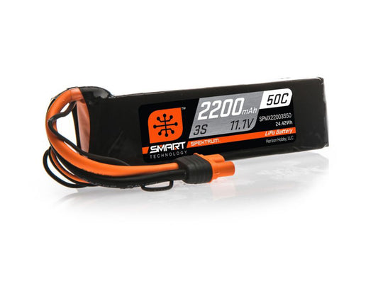 Spektrum 2200mAh 3S 11.1V 50C Smart LiPo Battery; IC3 SPMX22003S50