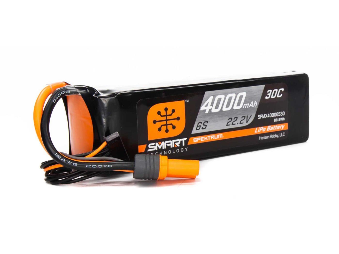 Spektrum 4000mAh 6S 22.2V Smart LiPo Battery 30C; IC5 SPMX40006S30