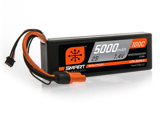 Spektrum 5000mAh 2S 7.4V 100C Smart LiPo Hardcase; IC3 SPMX50002S100H3