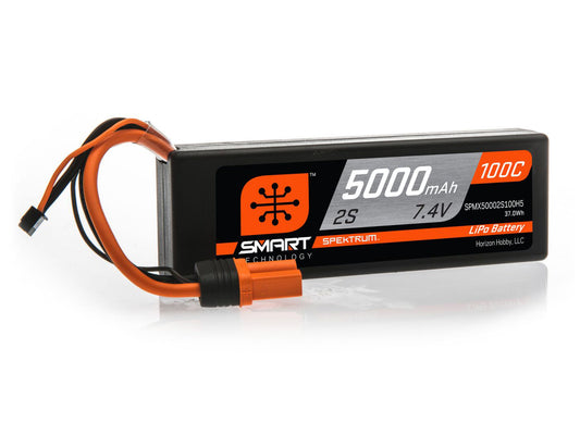Spektrum 5000mAh 2S 7.4V 100C Smart LiPo Hardcase; IC5 SPMX50002S100H5