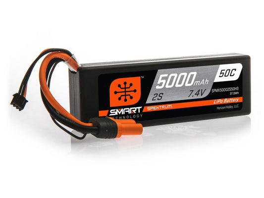 Spektrum 5000mAh 2S 7.4V 50C Smart LiPo Hardcase; IC3 SPMX50002S50H3