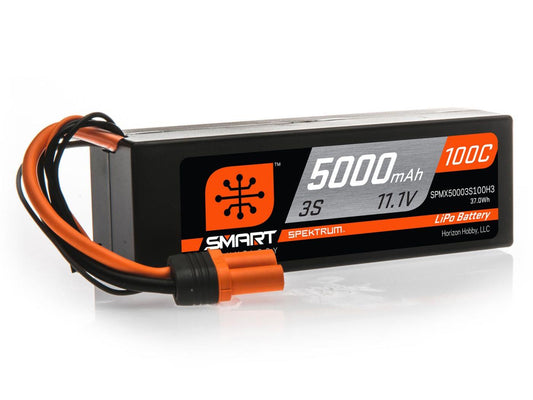 Spektrum 5000mAh 3S 11.1V 100C Smart LiPo Hardcase; IC3 SPMX50003S100H3