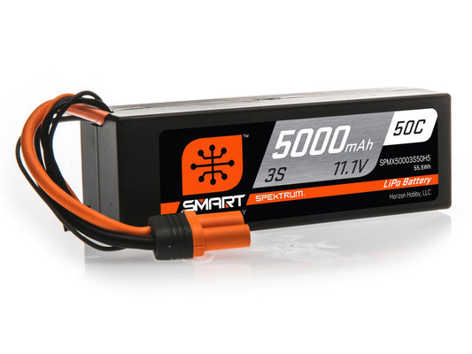 Spektrum 5000mAh 3S 11.1V 50C Smart LiPo Hardcase; IC5 SPMX50003S50H5