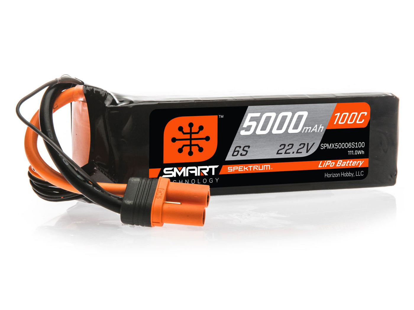 Spektrum 5000mAh 6S 22.2V 100C Smart LiPo Battery; IC5 SPMX50006S100