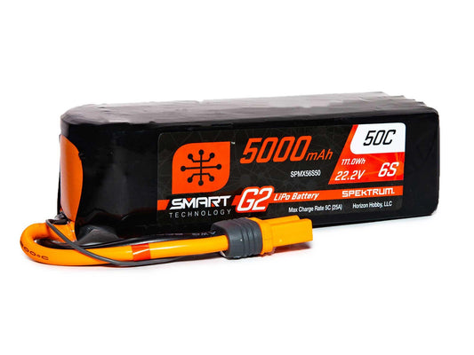 Spektrum 5000mAh 6S 22.2V SMART G2 50C IC5 SPMX56S50