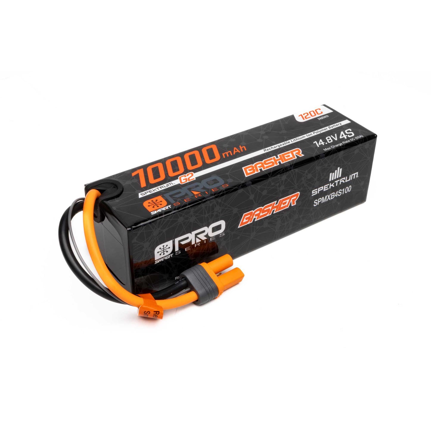 Spektrum 14.8V 10000mAh 4S 120C Smart G2 Pro Basher LiPo: IC5 SPMXB4S100