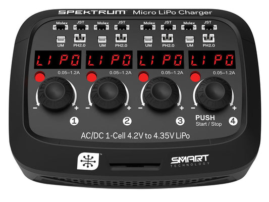 Spektrum Smart Micro 4 port AC/DC 1S LiPo Charger SPMXC1040I