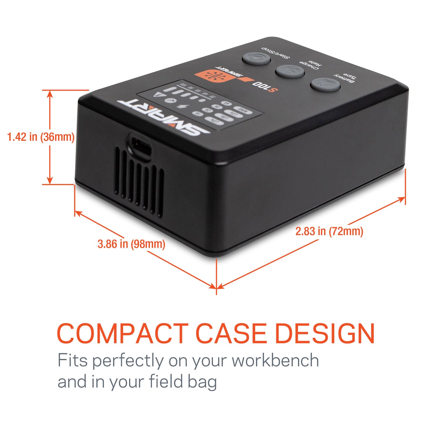 Spektrum S100 1x100W USB-C Smart Charger, 65W USB-C GaN Power Supply SPMXC2090PI