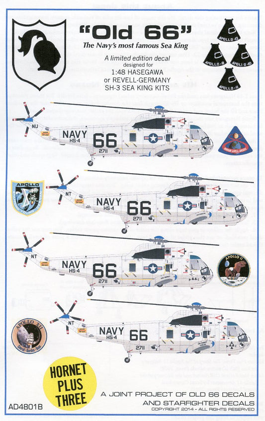 Old 66 Decals OLDAD4801B 1:48 Sikorsky SH-3D Apollo Recovery