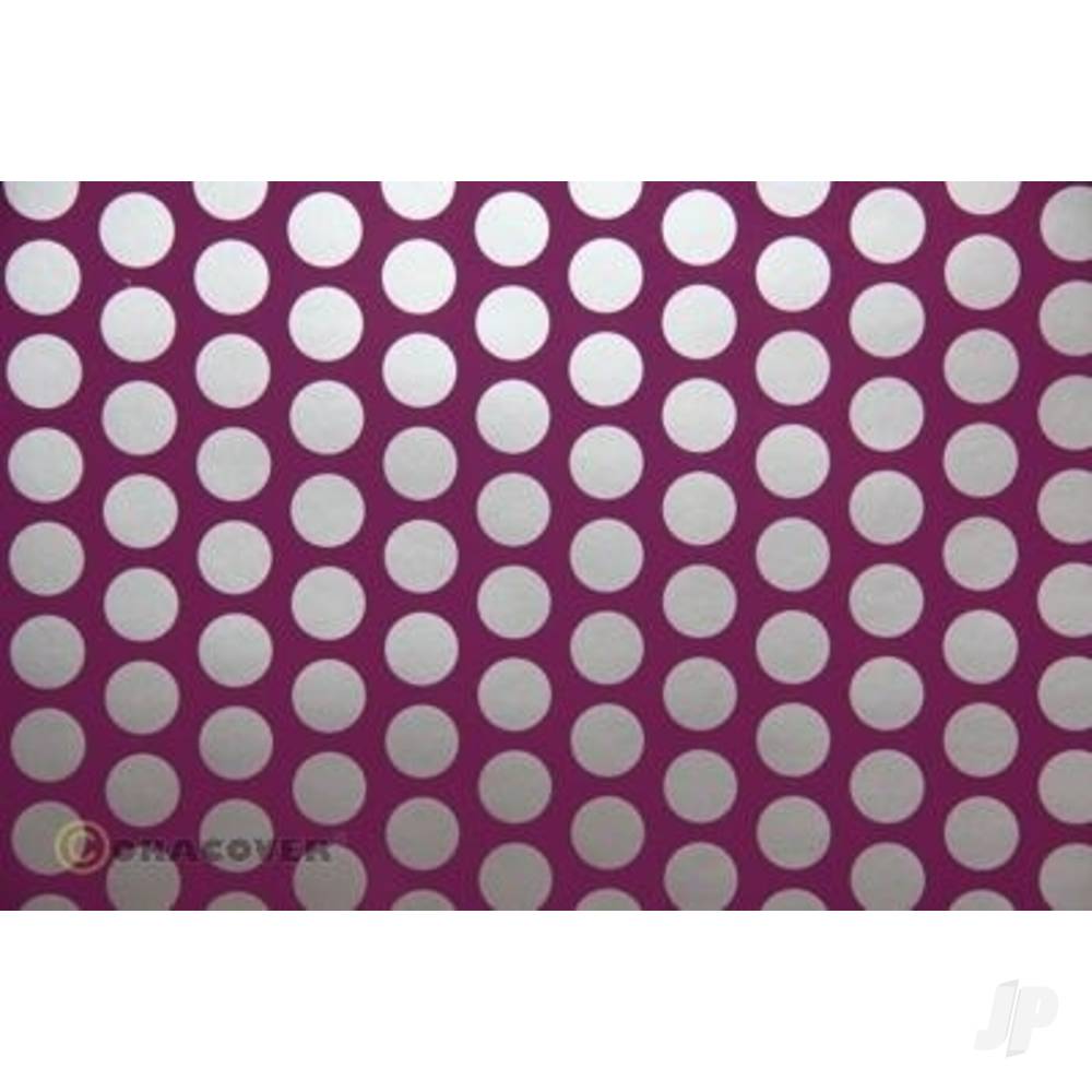 Oracover 2m ORACOVER Fun-1 Polkadots, Fluorescent Violet + Silver (60cm width) 41-015-091-002