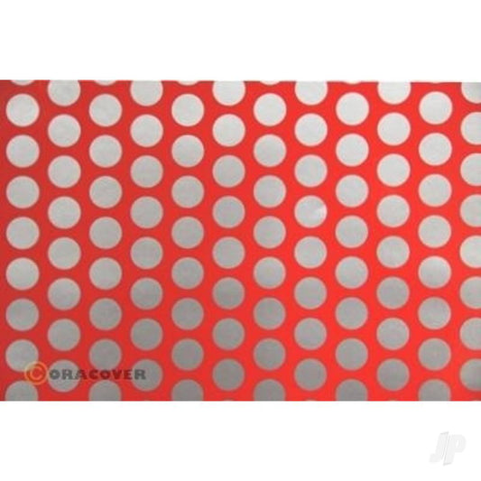 Oracover 2m ORACOVER Fun-1 Polkadots, Red + Silver (60cm width) 41-021-091-002