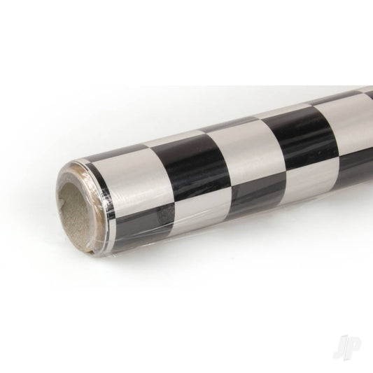 Oracover 2m ORACOVER Fun-3 Medium Chequered, Pearlescent White + Black (60cm width) 43-016-071-002
