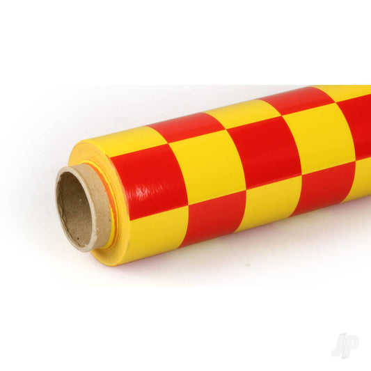 Oracover 10m ORACOVER Fun-3 Medium Chequered, Cadmium Yellow + Red (60cm width) 43-033-023-010