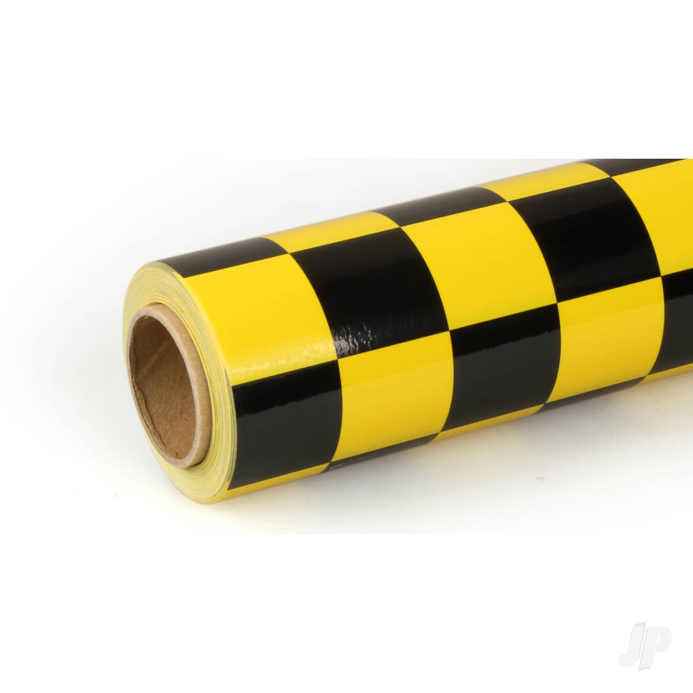 Oracover 10m ORACOVER Fun-3 Medium Chequered, Cadmium Yellow + Black (60cm width) 43-033-071-010