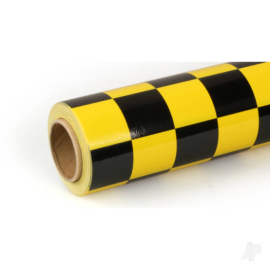 Oracover 10m ORACOVER Fun-3 Medium Chequered, Cadmium Yellow + Black (60cm width) 43-033-071-010