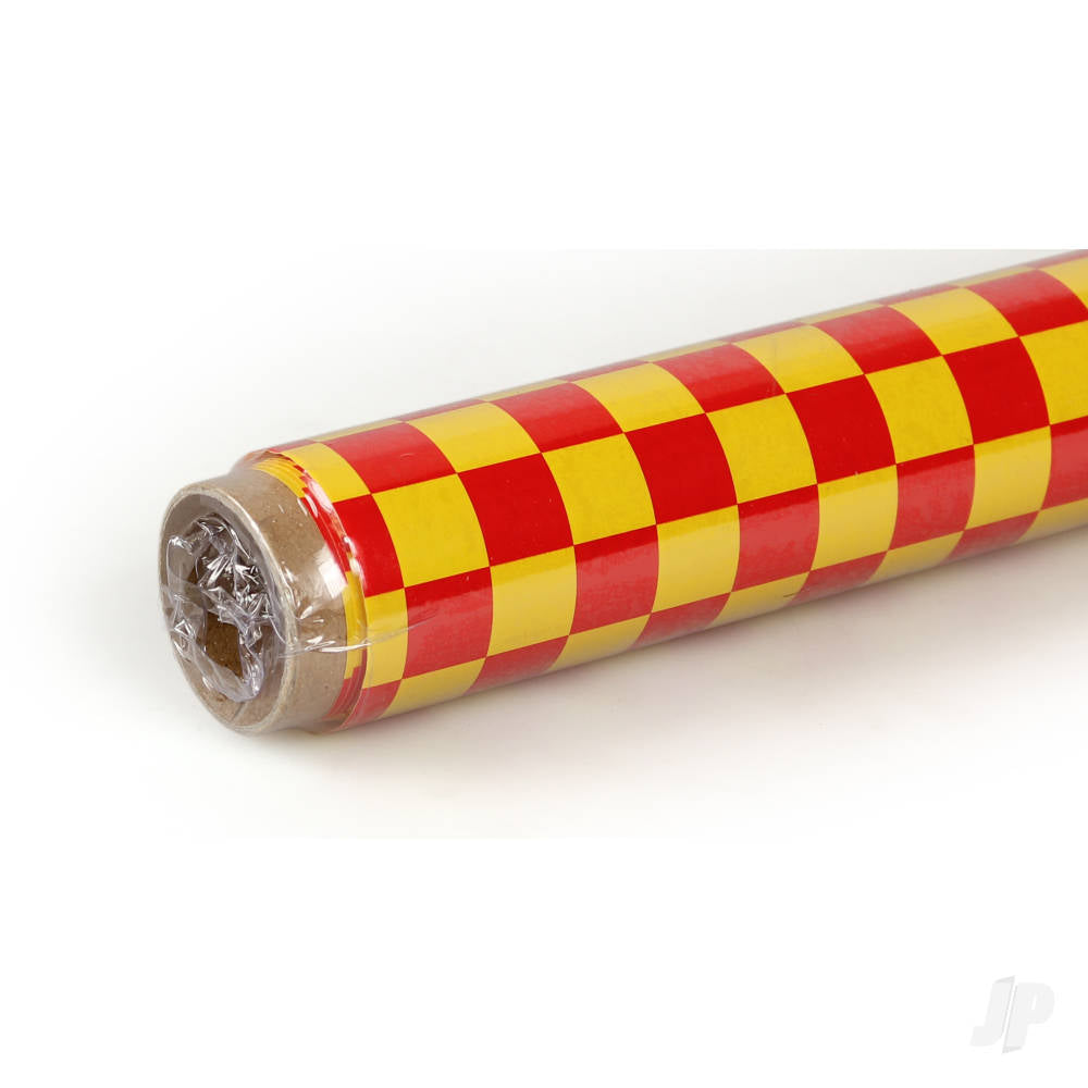Oracover 2m ORACOVER Fun-4 Small Chequered, Cadmium Yellow + Red (60cm width) 44-033-023-002