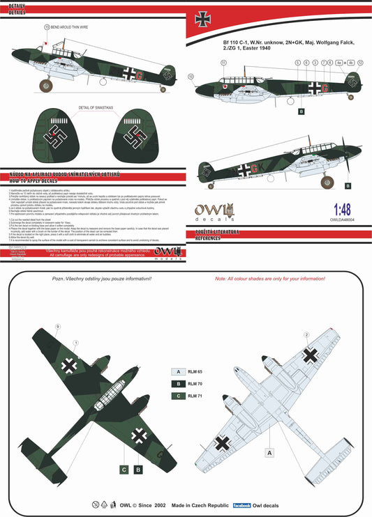 Owl OWLDA48004 1:48 Messerschmitt Bf-110C