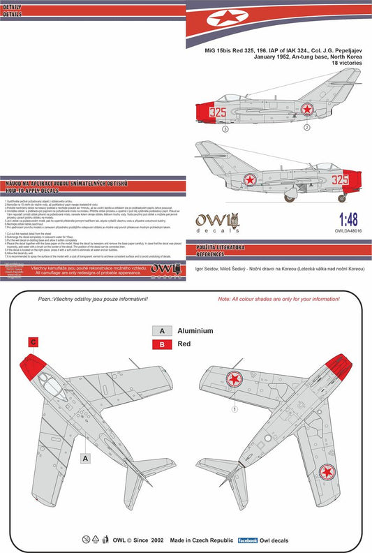 Owl OWLDA48016 1:48 Mikoyan MiG-15 Korean fighter