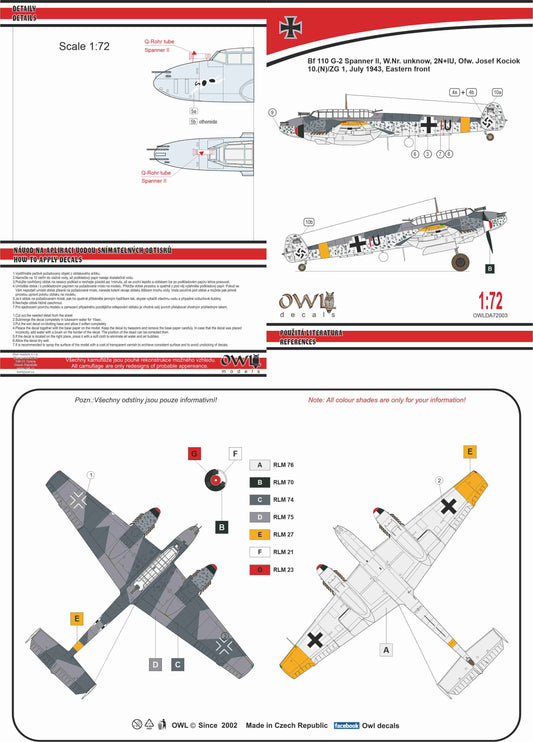 Owl OWLDA72003 1:72 Messerschmitt Bf-110G-2