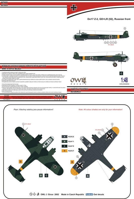 Owl OWLDS4850 1:48 Dornier Do-17Z-2 GD+LR KG 77