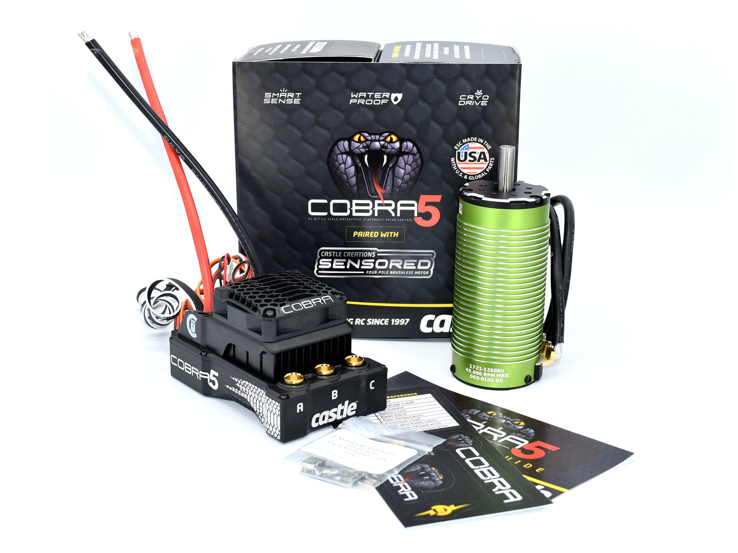 Castle Creations COBRA 5, 8S, 33.6V ESC 20A PEAK BEC W/1721-1260KV CC010-0179-03