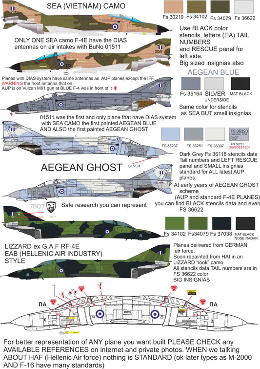 Procal PD32-2302 1:32 Hellenic F-4/RF-4E Phantom II Decals