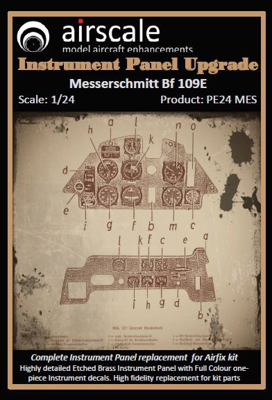 Airscale ASPE24MES 1:24 Messerschmitt Bf-109E multi-media Instrument panel