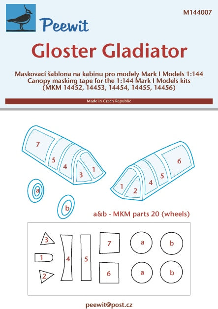 Peewit PEE144007 1:144 Gloster Gladiator Canopy Paint Mask