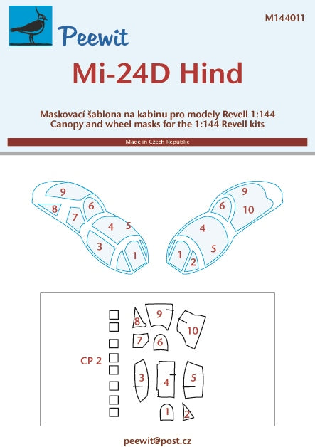Peewit PEE144011 1:144 Mil Mi-24D Hind canopy frame paint mask