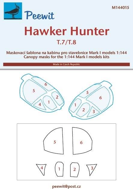 Peewit PEE144015 1:144 Hawker Hunter Two-Seat Canopy Mask