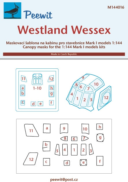 Peewit PEE144016 1:144 Westland Wessex canopy frame paint mask