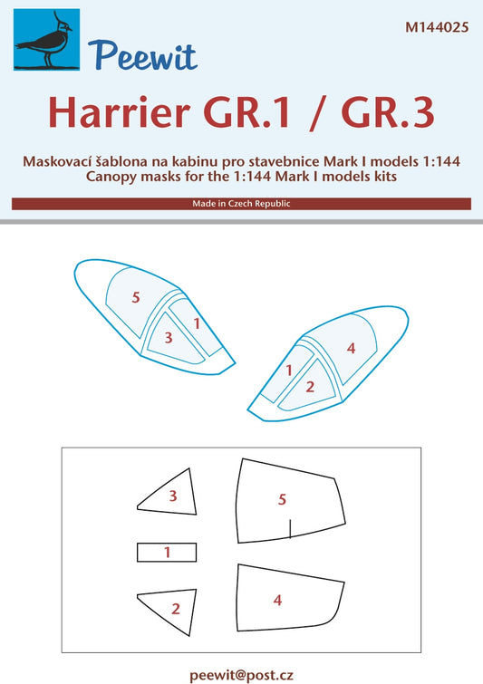 Peewit PEE144025 1:144 BAe Harrier / AV-8 Canopy Paint Mask