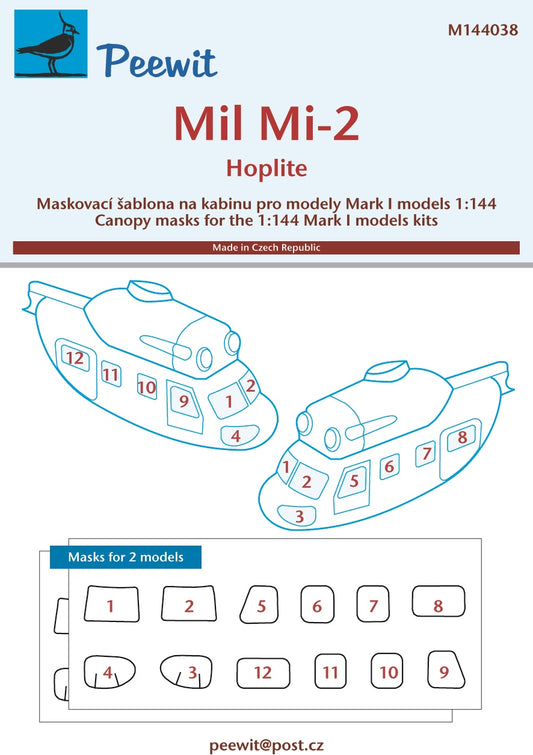 Peewit PEE144038 1:144 Mil Mi-2 Hoplite canopy frame paint mask