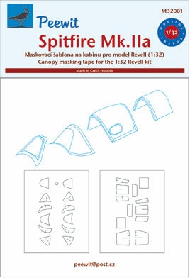 Peewit PEE32001 1:32 Supermarine Spitfire Mk.IIa canopy frame paint mask