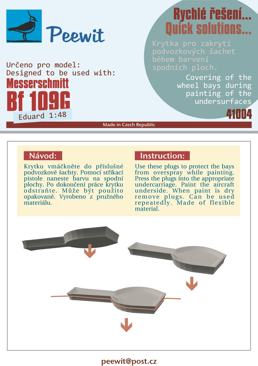 Peewit PEE41004 1:48 Messerschmitt Bf-109G flexible & re-usable wheel bay plugs